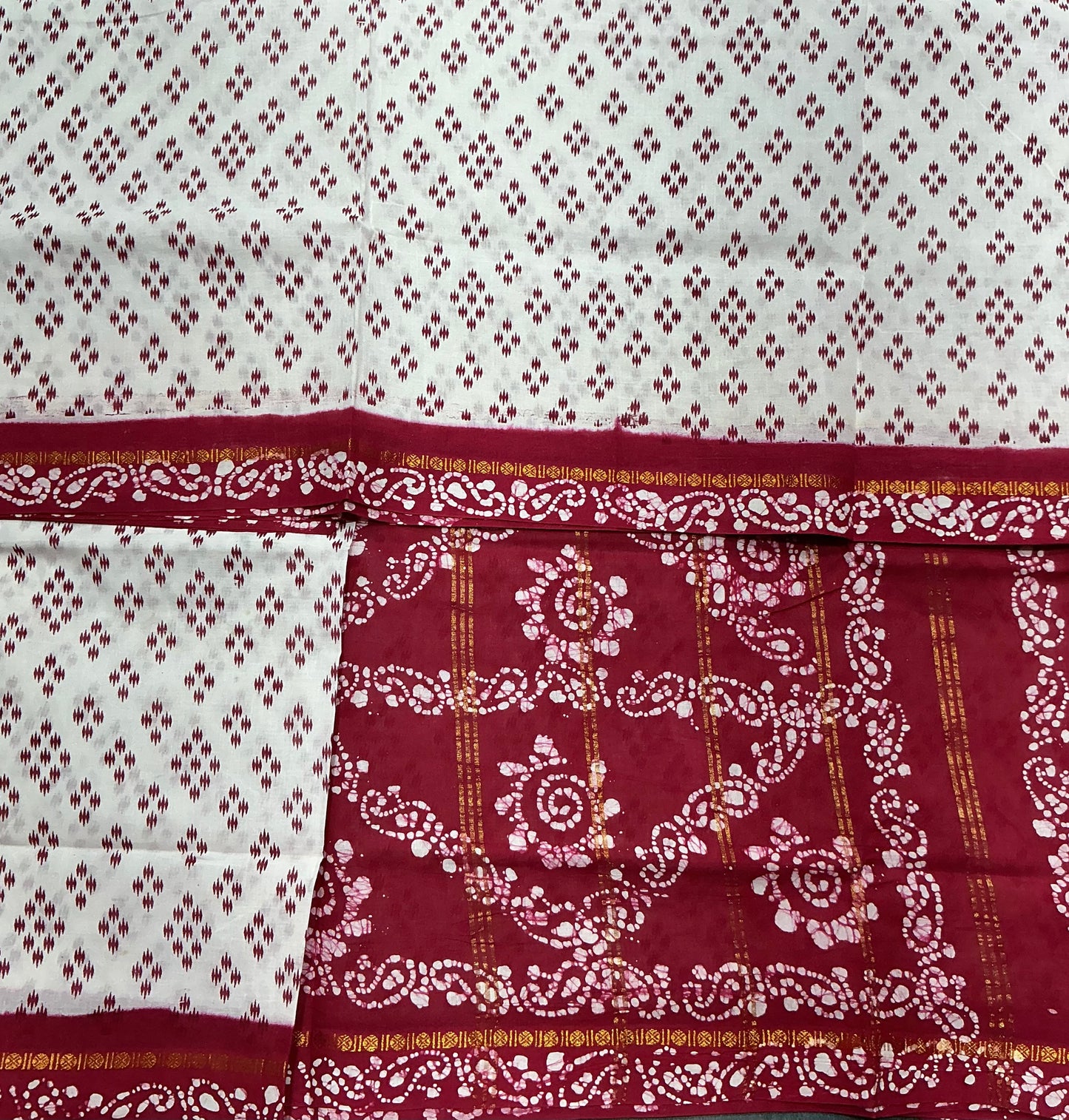 Chettinad Sungudi Cotton White Colour with Maroon Colour Border