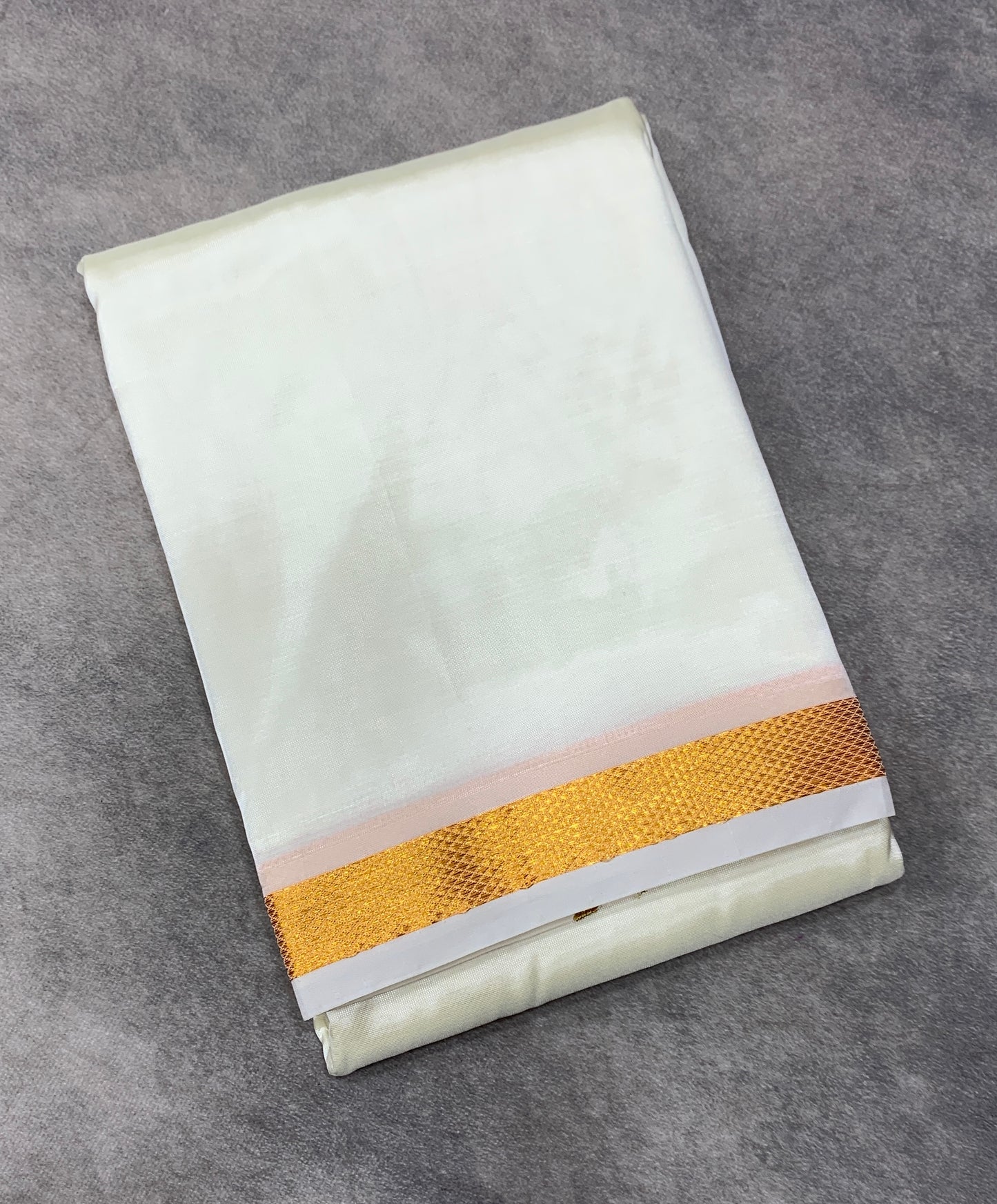 Art Silk Dhoti 8X4 Cream Colour with Small Border