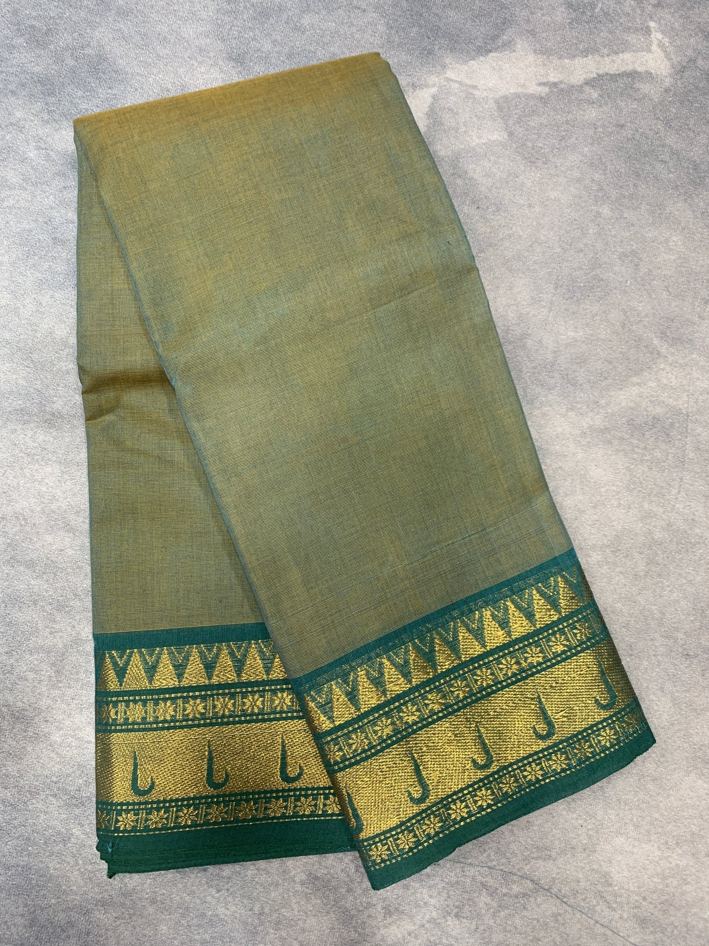 Chettinad Cotton Saree Dual Shade with Rama Green Border