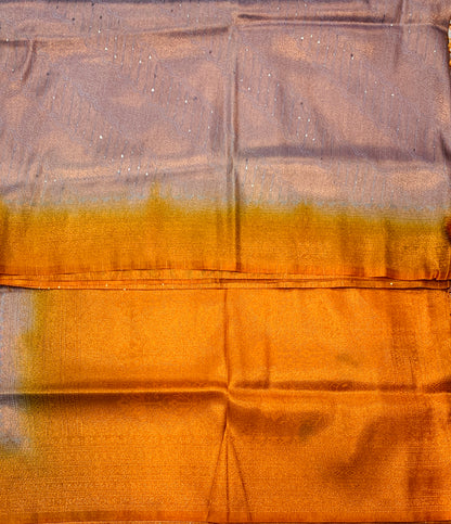 Gray shade kuberra pattu with Orange Pallu