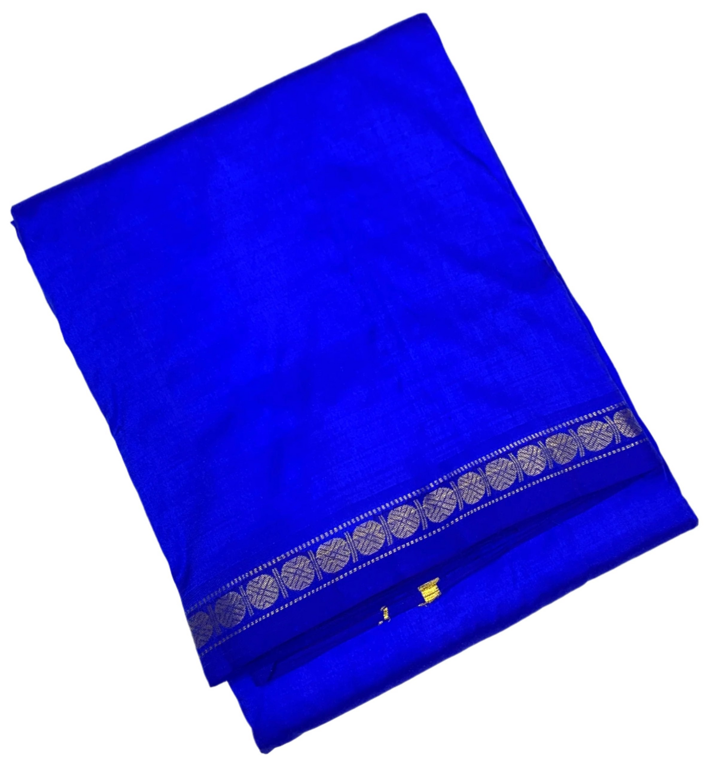 9X5 Pure Silk Dhoti Blue with Small Border