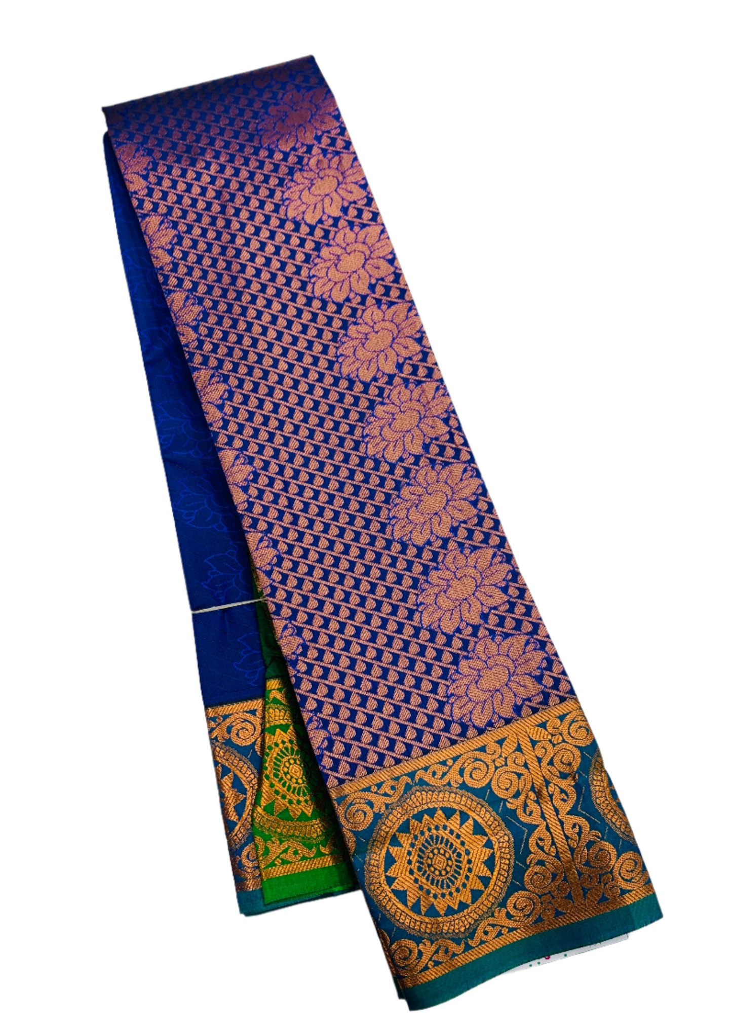 Vegan Silk Saree Violet with Rama Blue and Floran Design