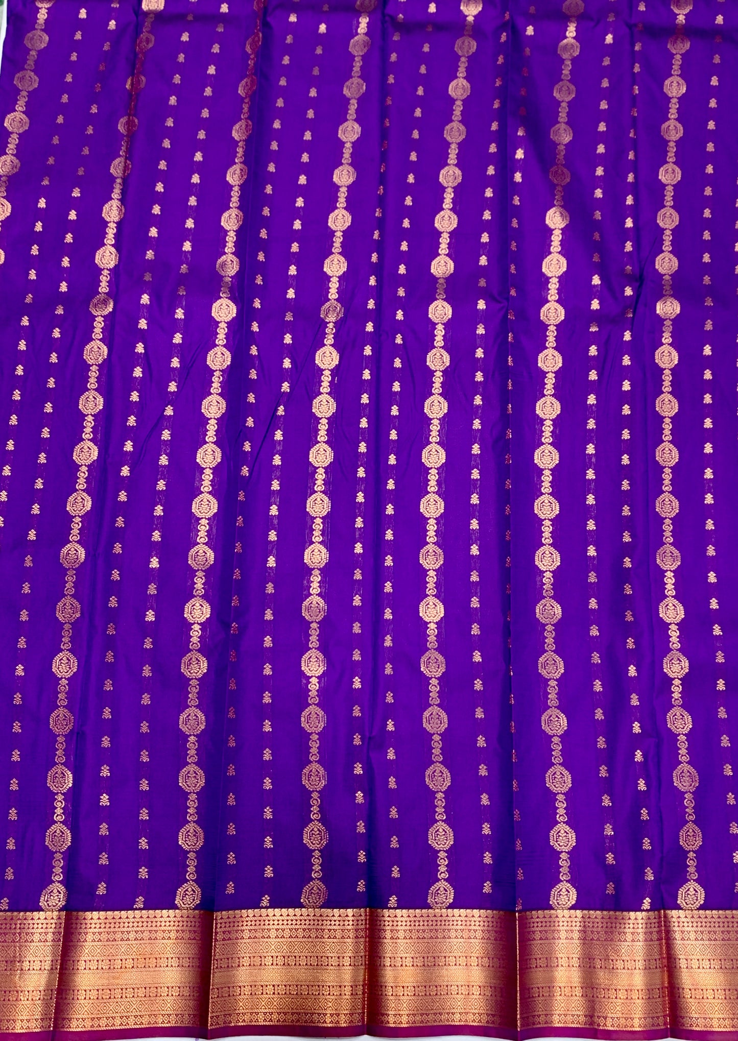 Vegan Silk Saree Violet shade with Golden Zari Border