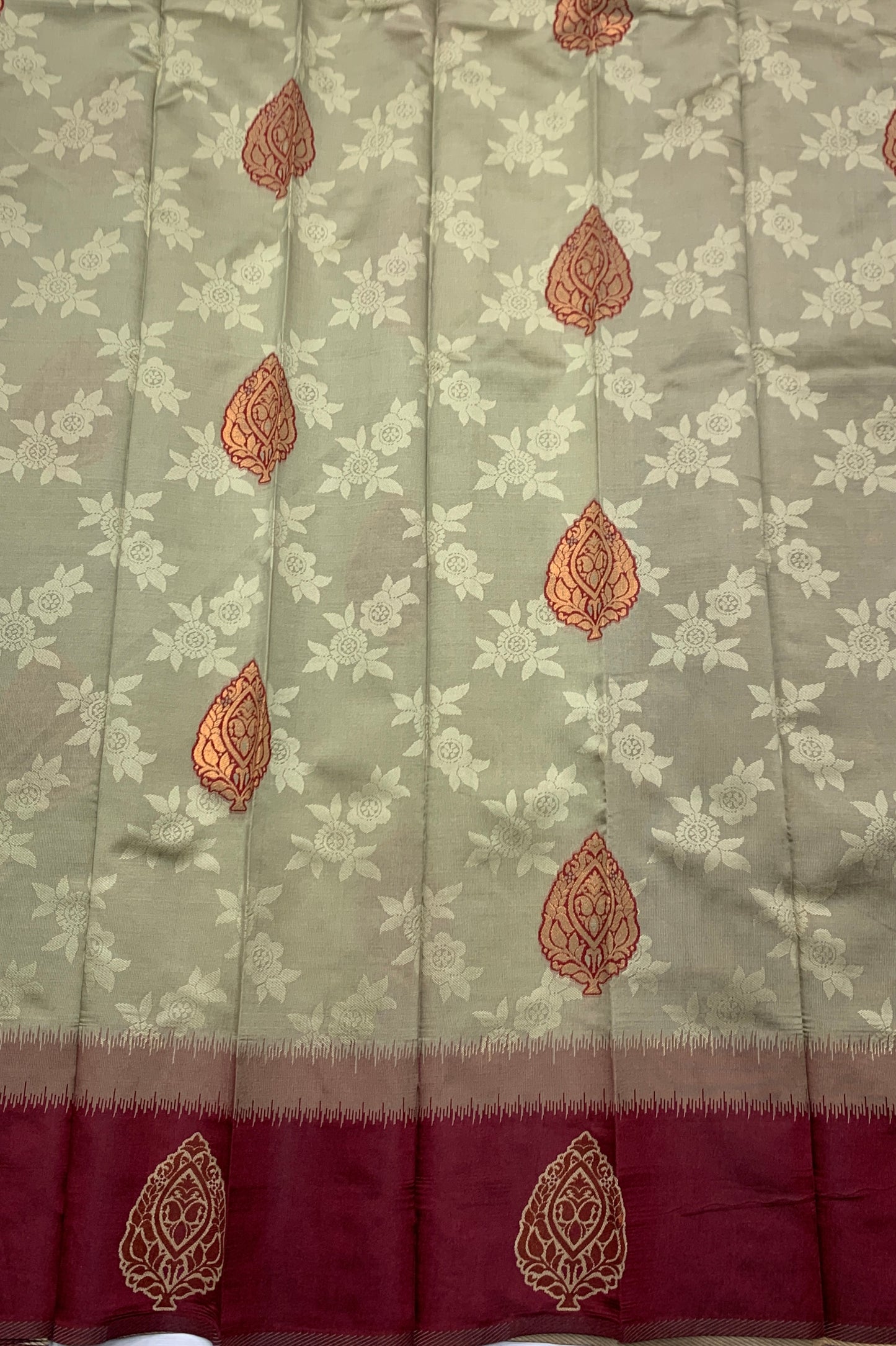 Art Silk Saree Tussar Colour with Maroon Border