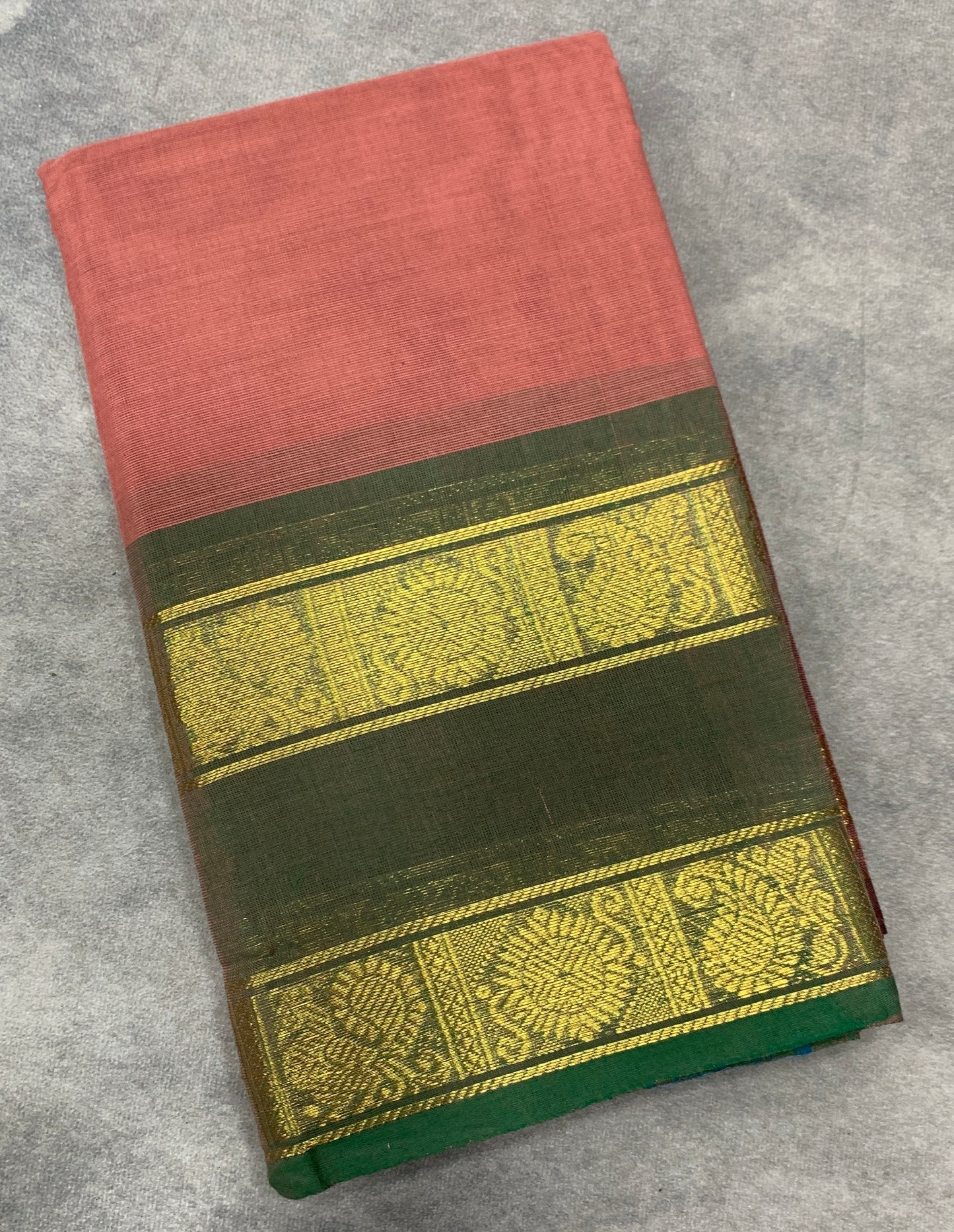 Chettinad Cotton Saree Onion Pink Colour with Rettai Pettu Border