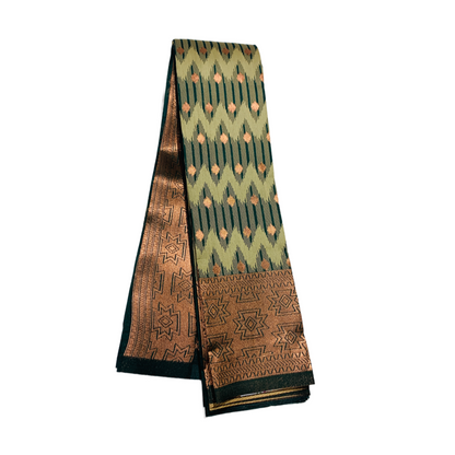 Dark Green shade saree with Copper Border