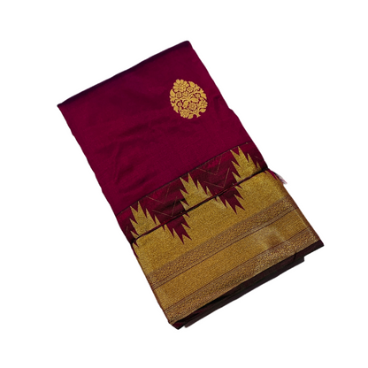 Pure Kachipuram Silk Saree  Dark Rose Colour