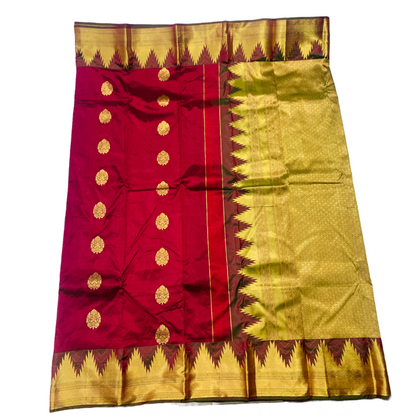 Pure Kachipuram Silk Saree  Dark Rose Colour