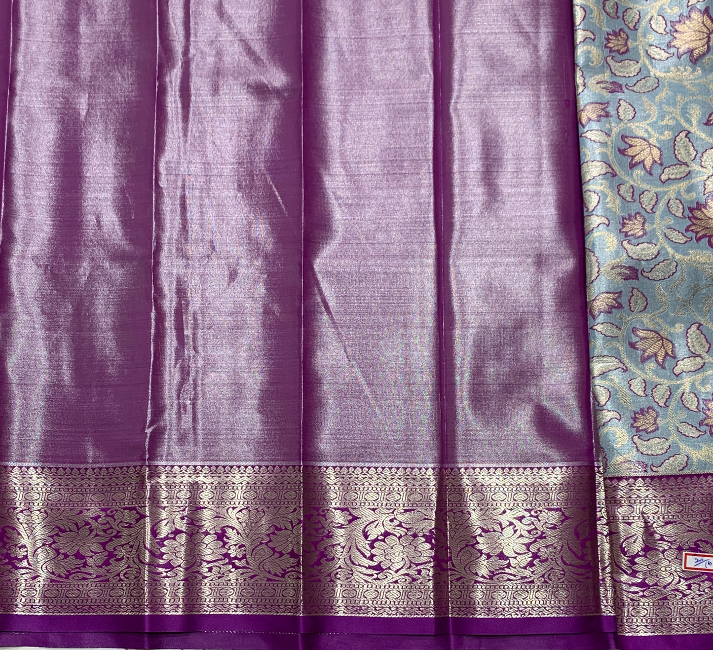 Sky Blue Shade Vegan Silk Kids Pattu Pavadai with Contrast Border for Newborn to 2 Years