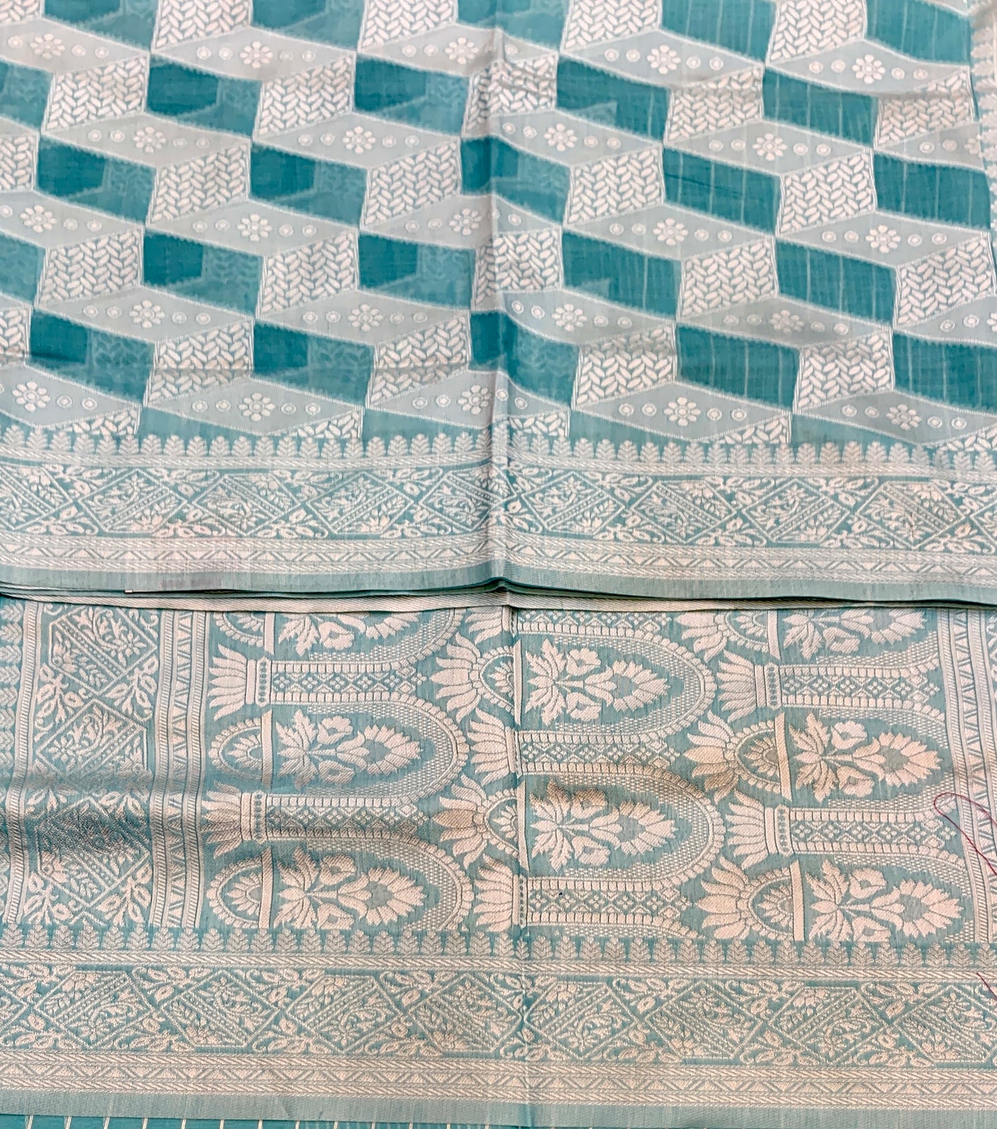Banaras Katan Saree Sky Blue Colour with Katan Work Border