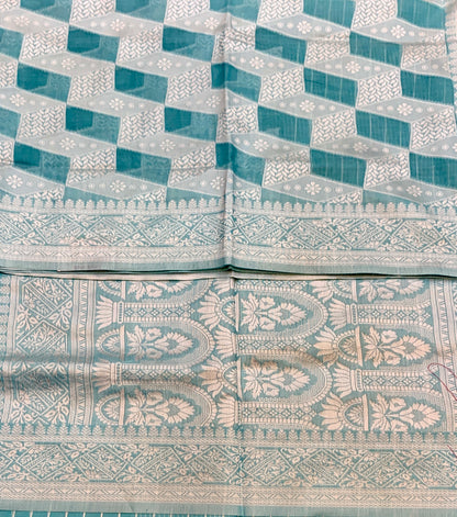 Banaras Katan Saree Sky Blue Colour with Katan Work Border