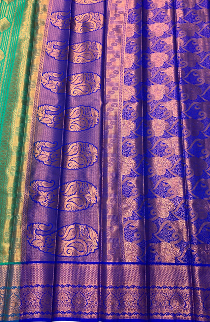 Vegan Silk Saree Sapphire shade with Blue Border