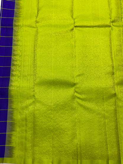 Pure Kanchipuram Silk Saree Blue Colour with BorderLess
