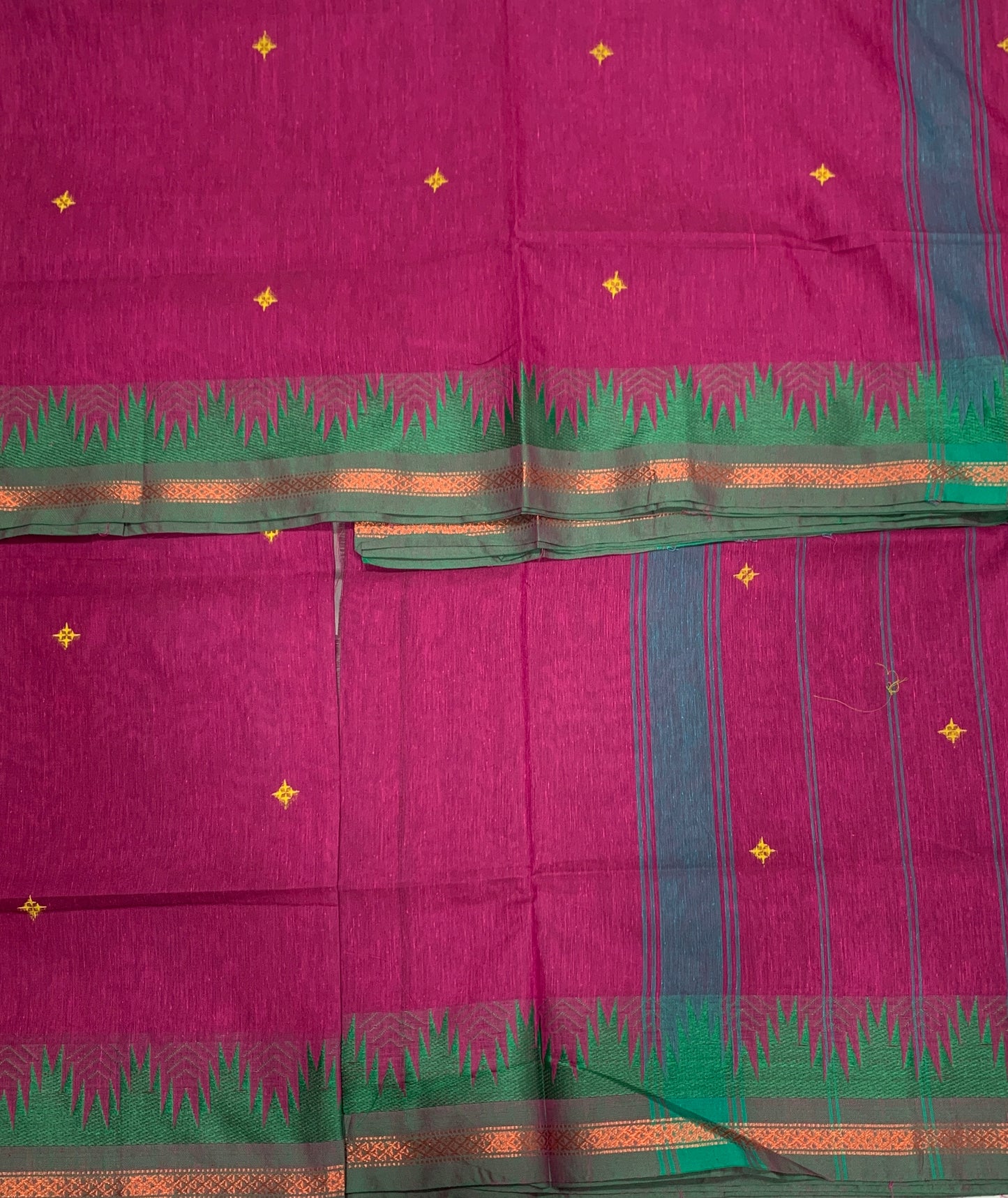 Chettinad Cotton Saree Pink Shade with Green Border