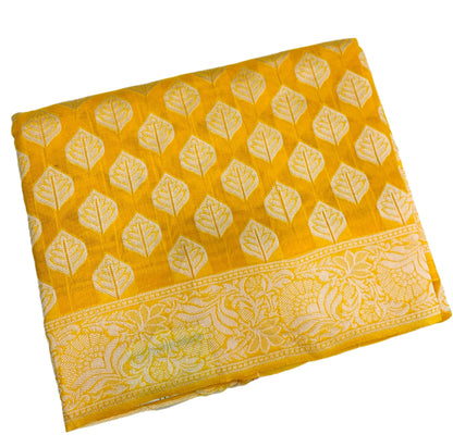 Banaras Katan Saree Yellow Colour with Katan Work Border