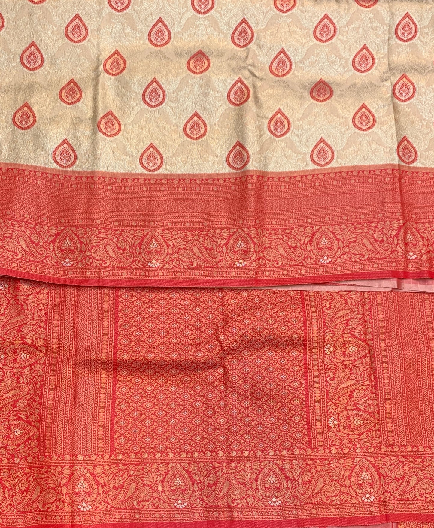 Fancy Tissue Saree Tussar Colour with Red Border