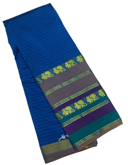 Arani Silk Saree Pepsi Blue Colour with Blue and Bird Design