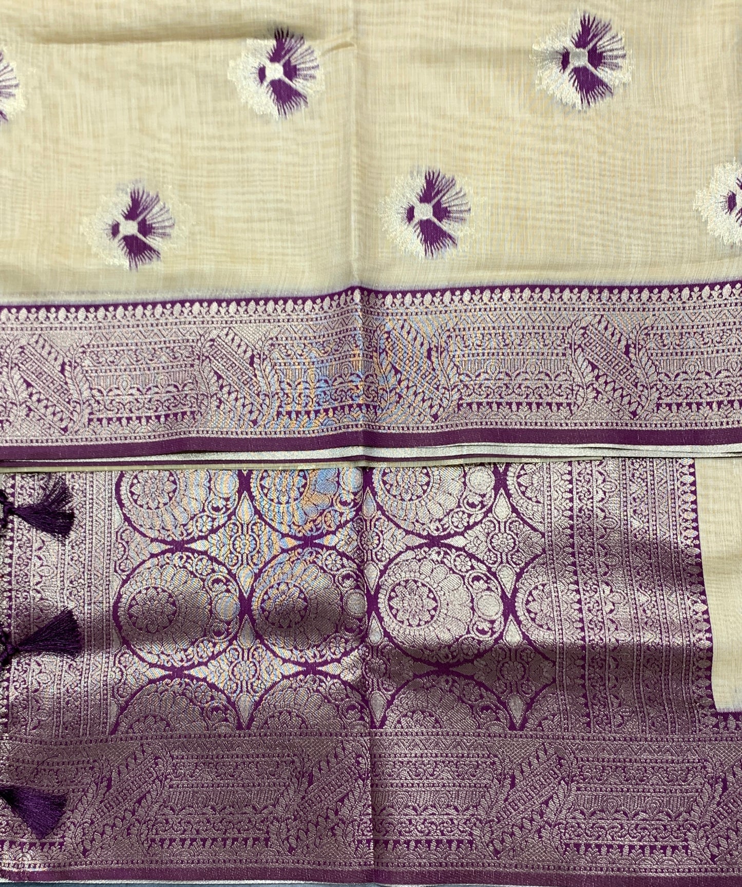Banaras Katan Saree Tussar Colour with Katan Work Border