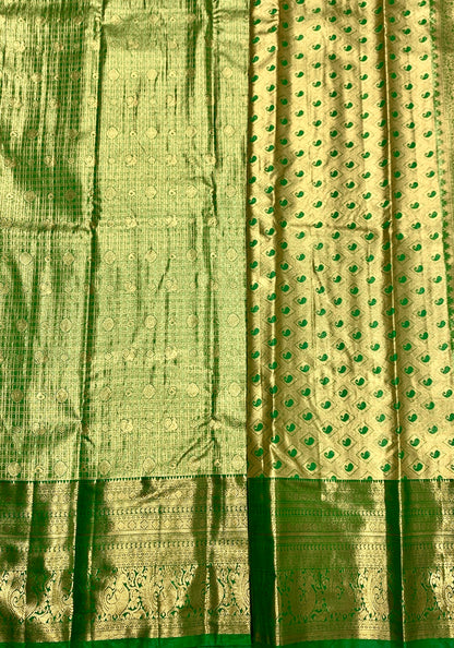 Green Shade Soft Kanchi Tissue Pattu Saree with Green border