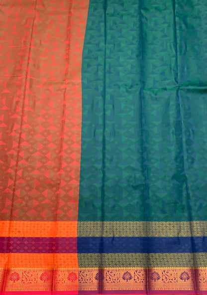 Synthetic Cotton Saree Maroon Shade with Copper Border