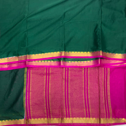 Crepe Saree Green Colour with Floral Design Border