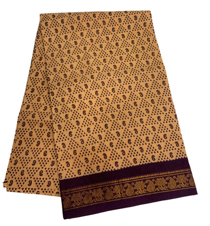 Chettinad Sungudi Cotton Sandal Colour Brown Border