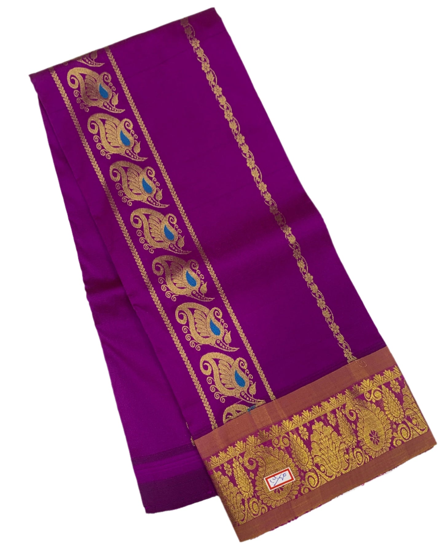 Magenta shade Semi silk Kids Pattu Pavadai with Contrast border for age 5 to 10