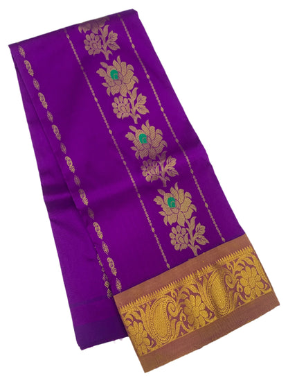 Dark Magenta shade Semi silk Kids Pattu Pavadai with Contrast border for age 5 to 10