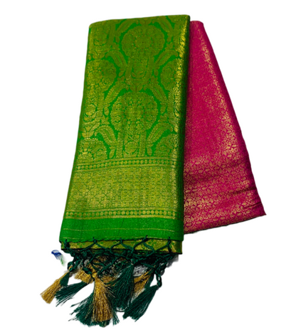 Pink shade kuberra pattu with Green Pallu