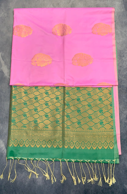 Art Silk Saree Baby Pink Colour with Borderless