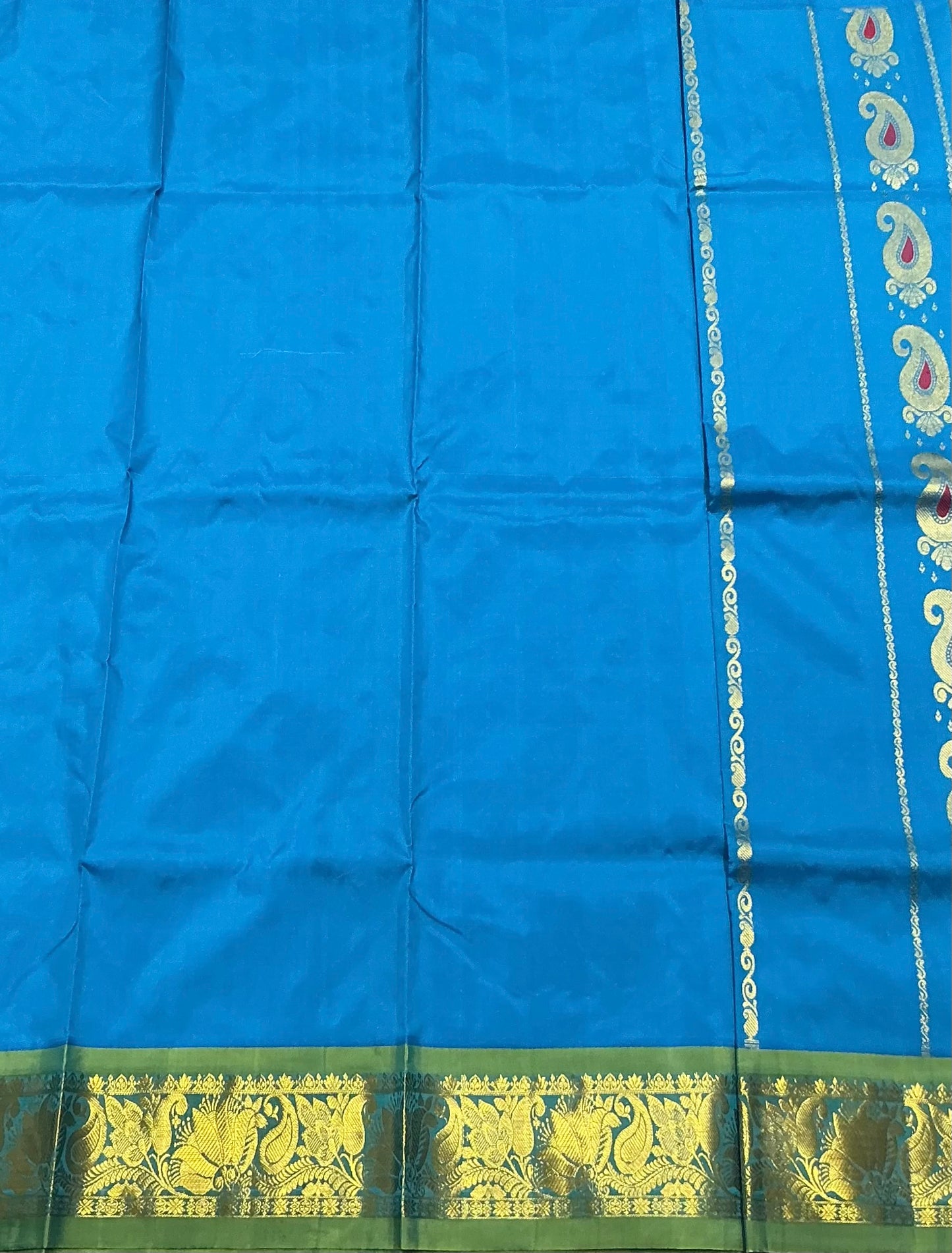 Sky Blue Shade Semi silk Kids Pattu Pavadai with Contrast border for age 5 to 10