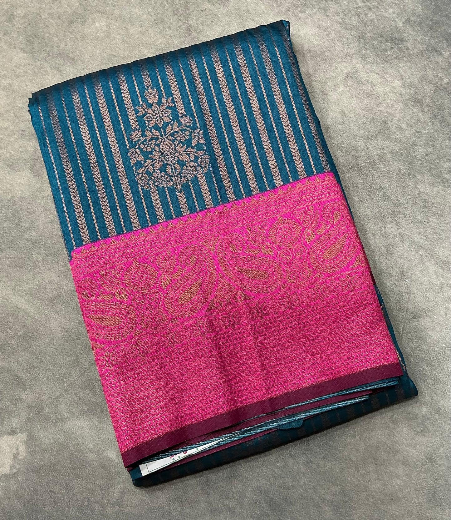 Soft Silk Casual Saree Sky Blue Colour with Peachish Pink Colour Border