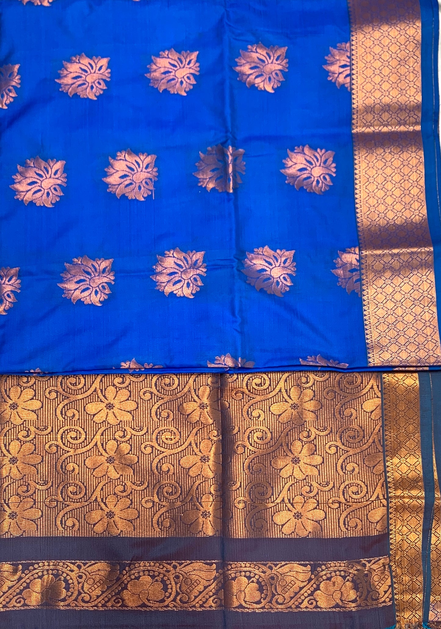 Soft Vegan Silk Saree Blue shade with Floral Design