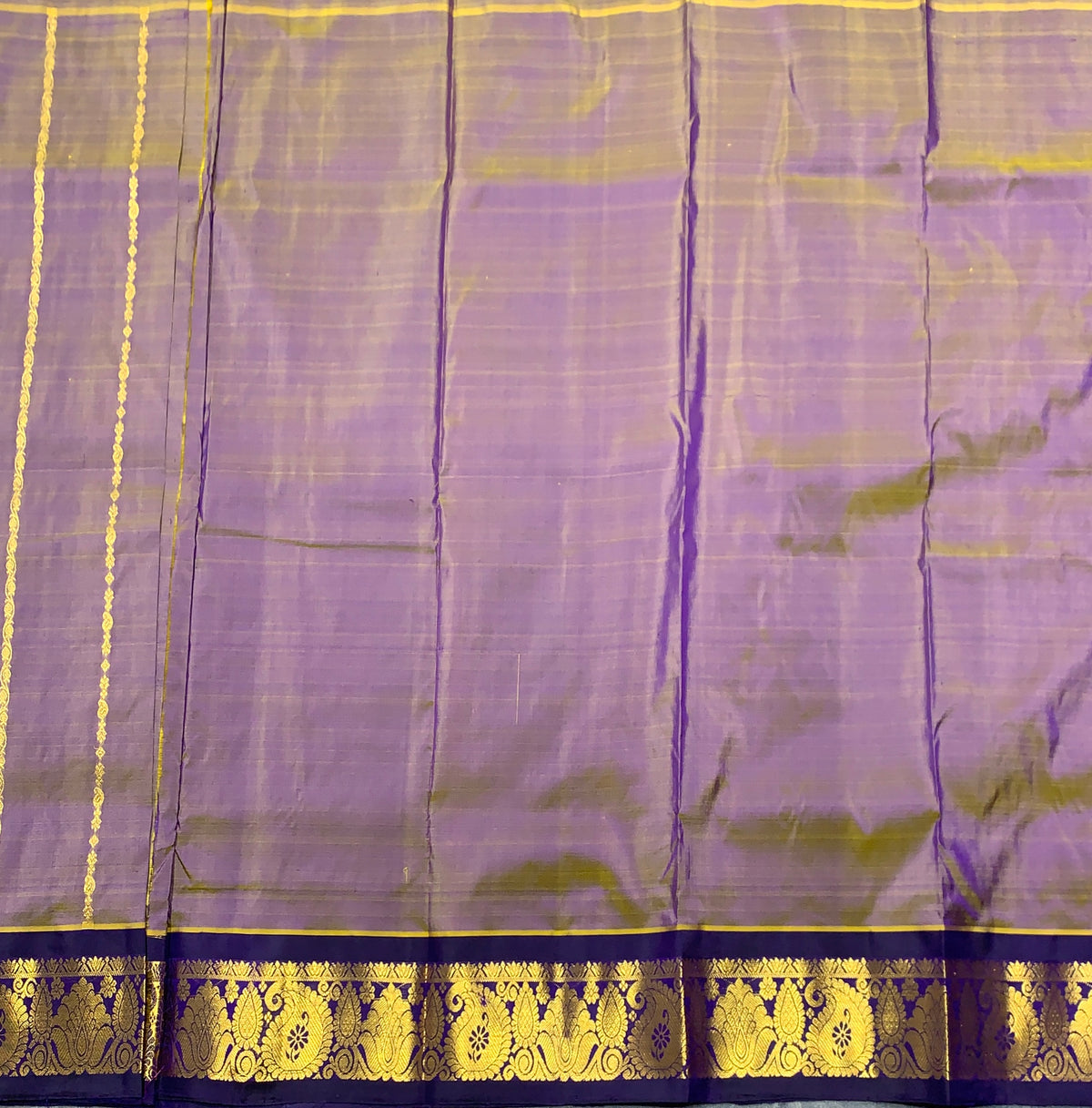 Dual Tone Shade Semi Silk Kids Pattu Pavadai with Contrast border for Age 2 to 5 Years