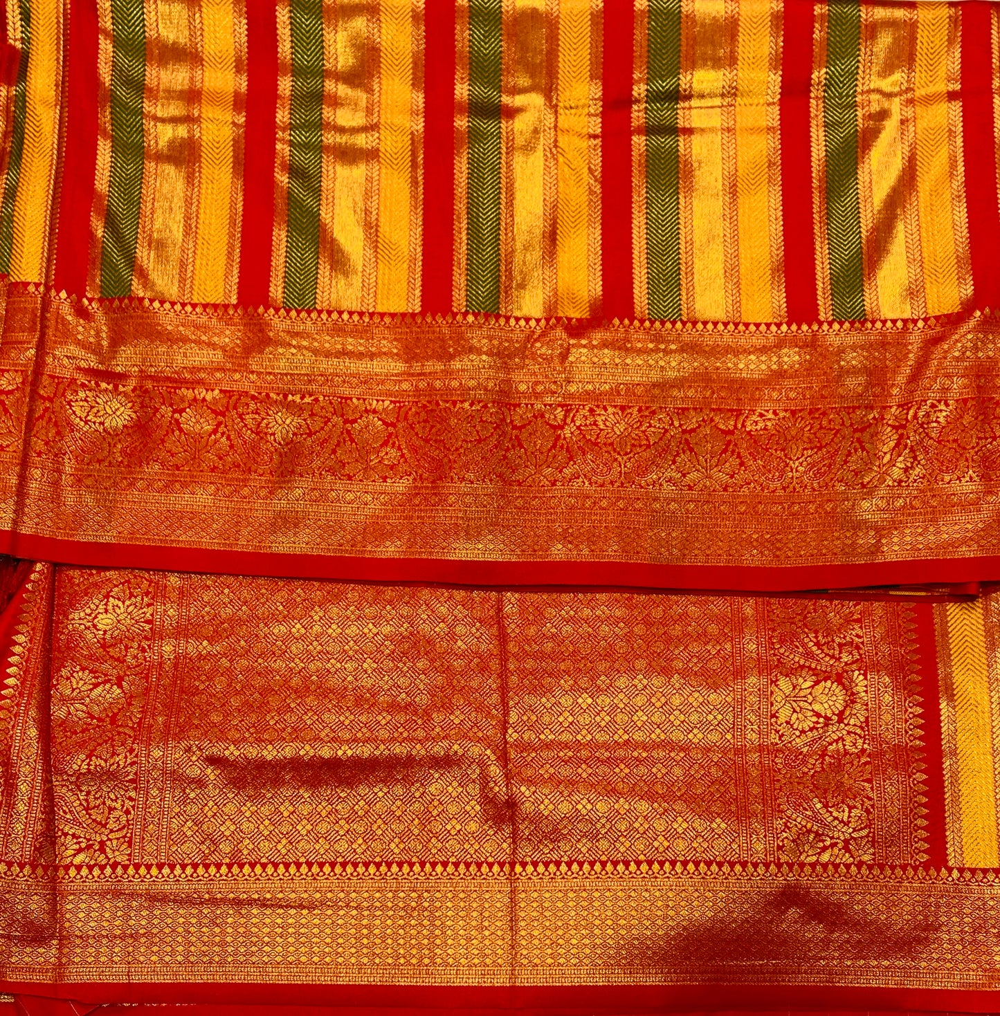 Art Silk  Saree Golden Colour with Red Border