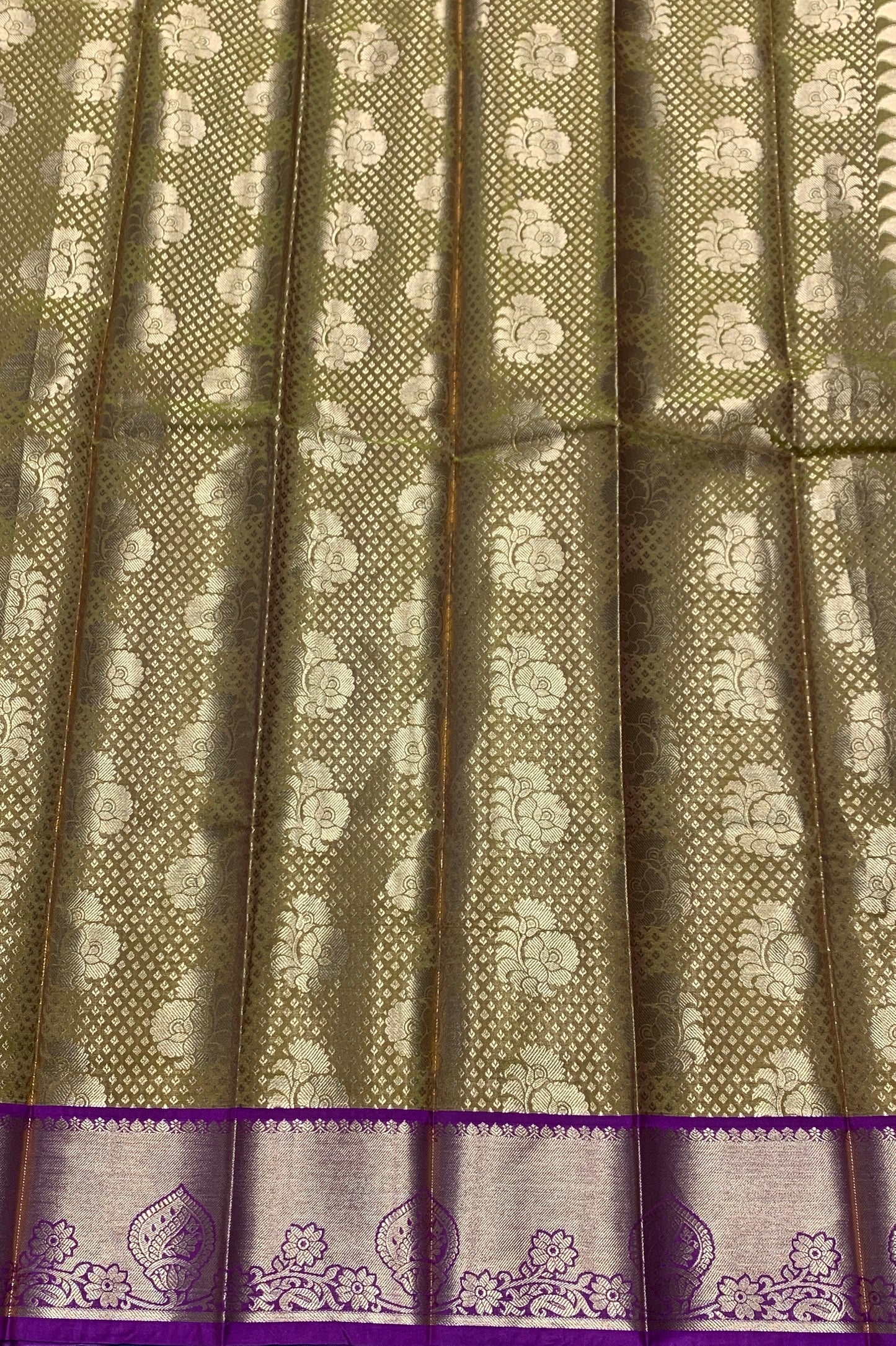 Vegan Silk Saree Mustard Colour with Pink and Copper Border