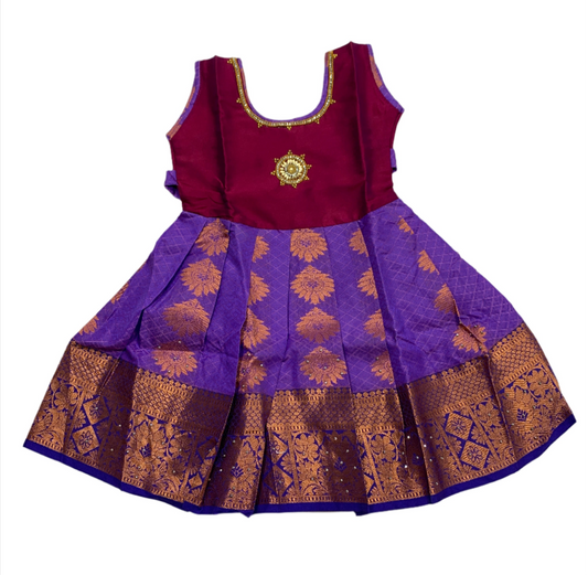 One Piece Ethnic Lehanga- Maroon & Lavender -2 Year Baby