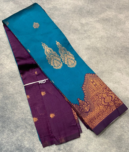 Art Silk Saree Sky Blue Colour with Magenta Border