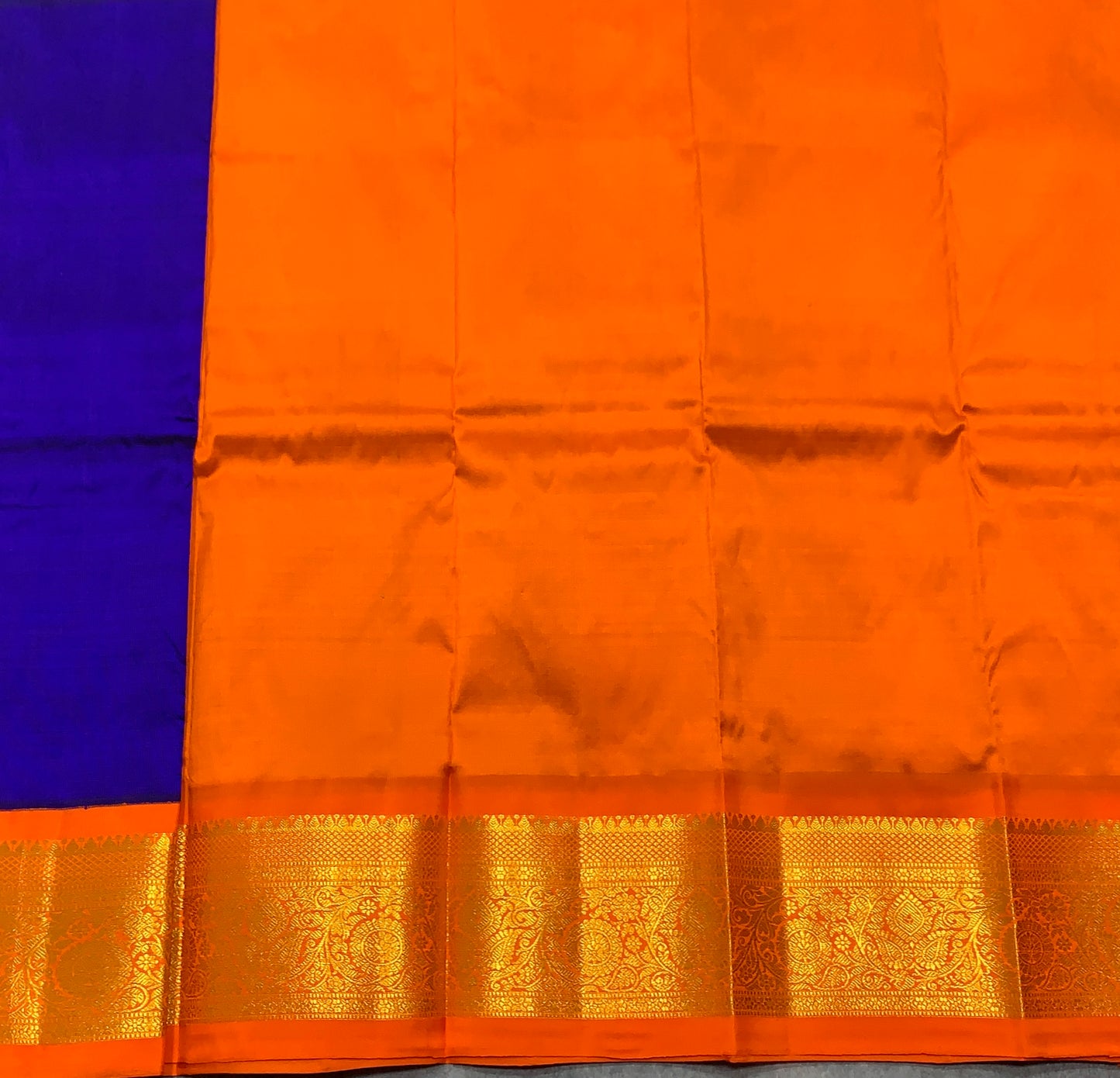 Blue shade Pure Kanchipuram Kids Pattu Pavadai with Contrast Border for Newborn to 2 Years