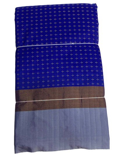 Arani Silk Saree Blue Colour with Sky Blue and Golden Border