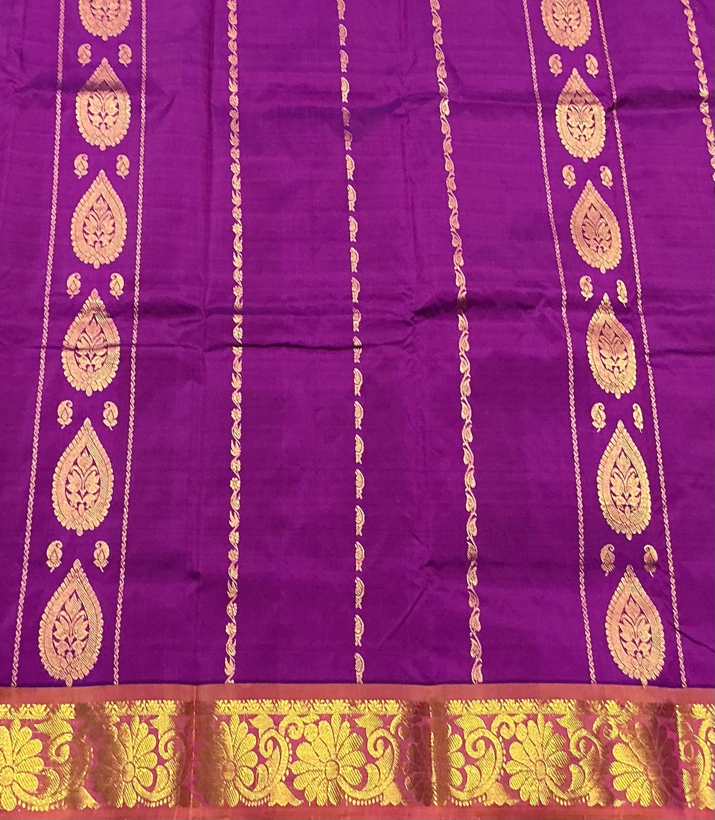 Purple Shade Semi Silk Kids Pattu Pavadai with Contrast border for Age 2 to 5 Years