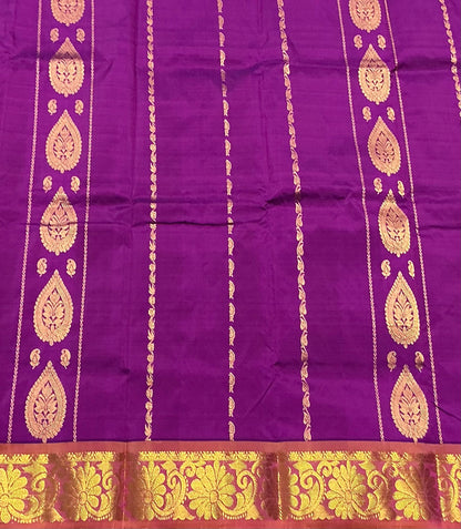 Purple Shade Semi Silk Kids Pattu Pavadai with Contrast border for Age 2 to 5 Years