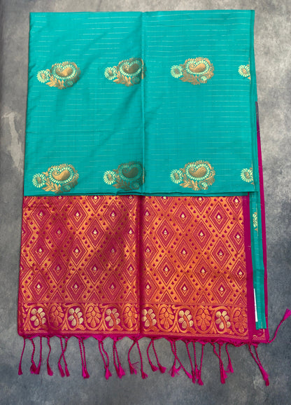 Art Silk Saree Sapphire Colour with Borderless