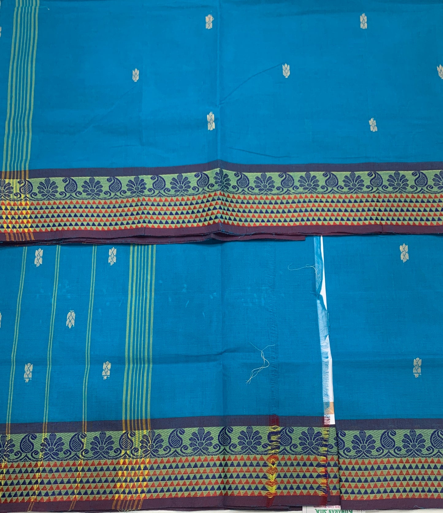 Chettinad Cotton Saree Blue Shade with Mango and Floral Design