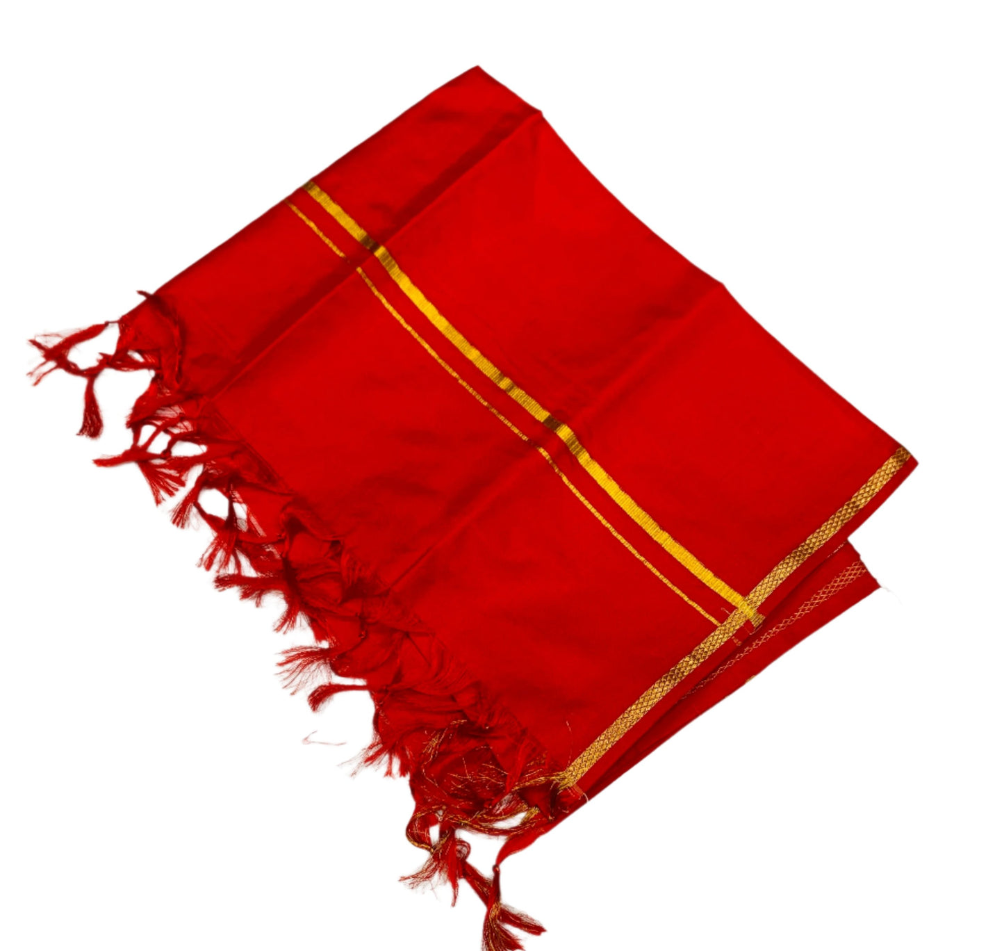 Silk Pooja Towel Red Colour