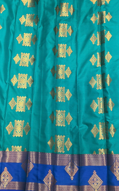 Soft Silk Casual Saree Sapphire with Rettai Pettu Blue Colour Border