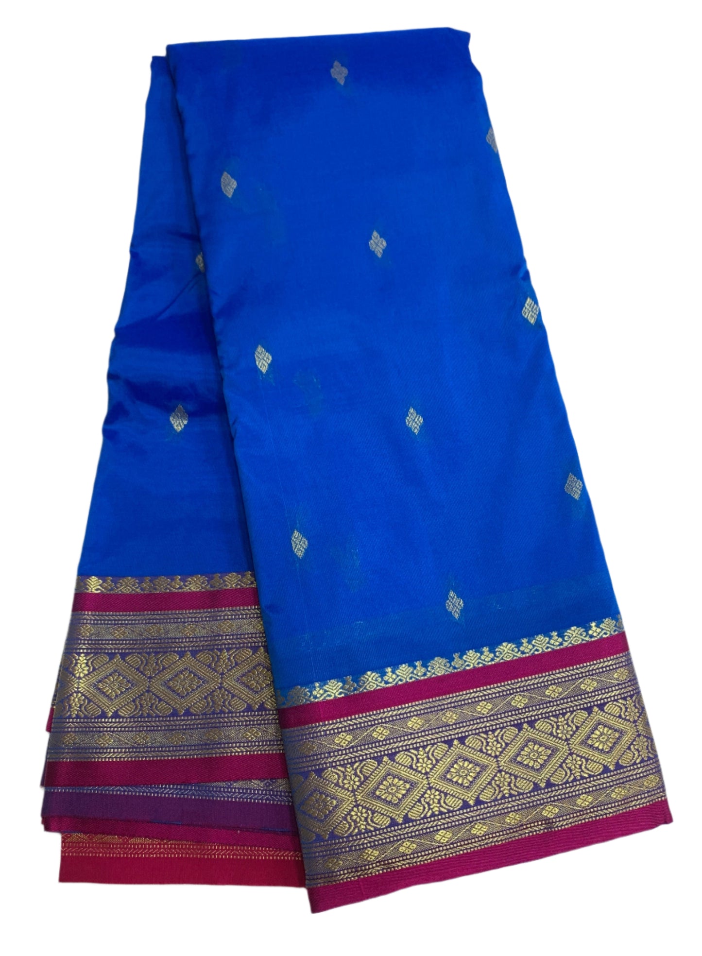 Blue Shade Saree with Golden and Pink Border