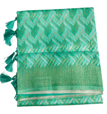 Banaras Katan Saree Sapphire Colour with Katan Work Border