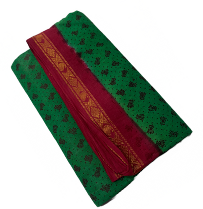 Chettinad Sungudi Cotton Light Green Printed Saree