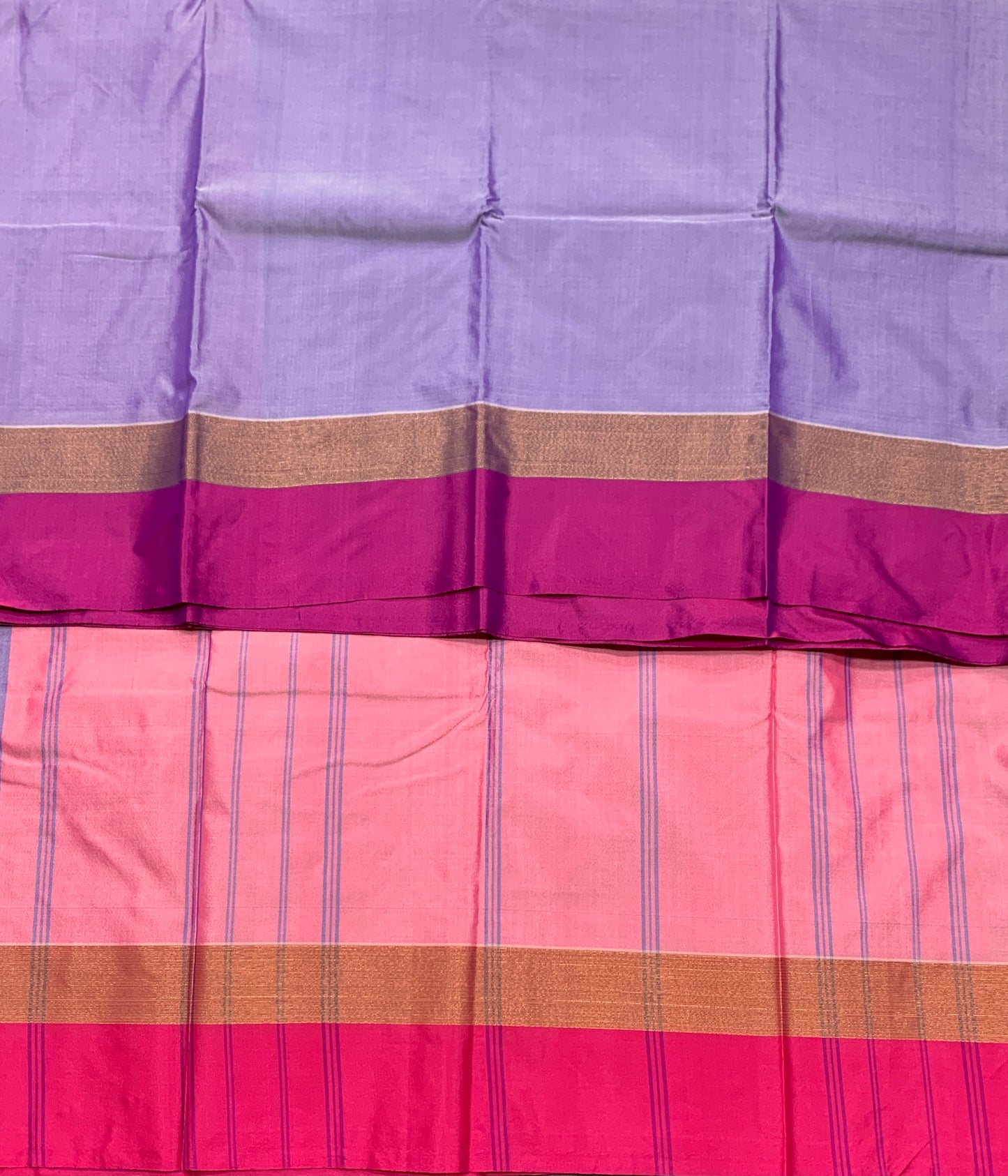 Arani Silk Saree Blue Colour with Pink and Golden Zari Border